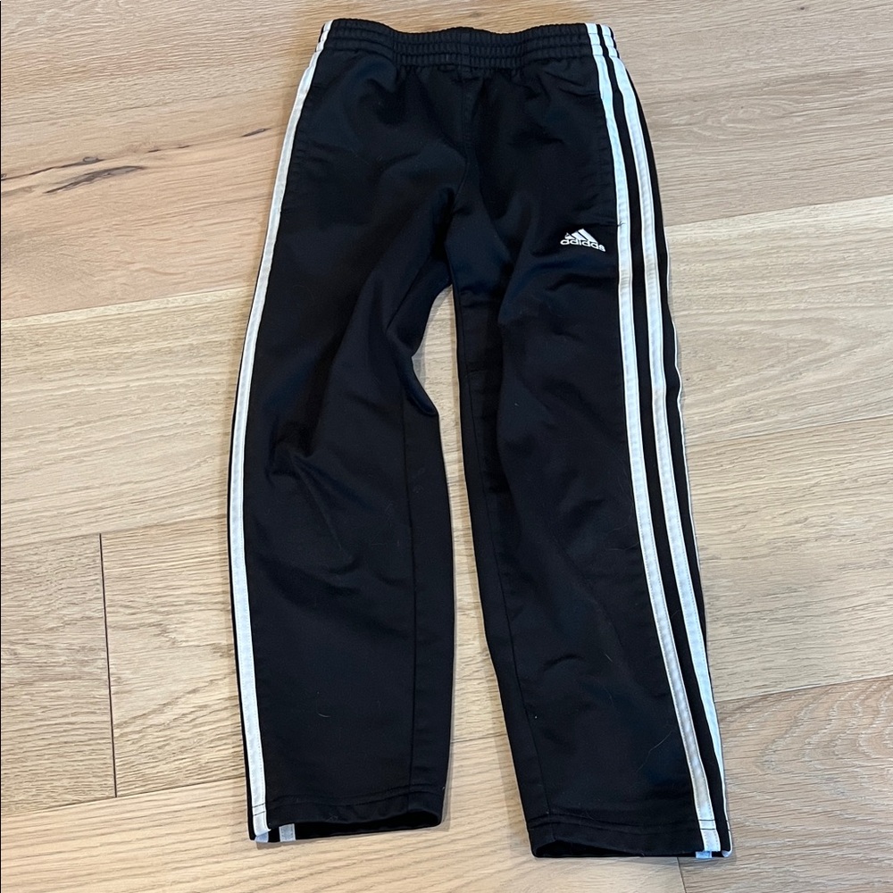 Adidas Kids Black Joggers with White Stripes
